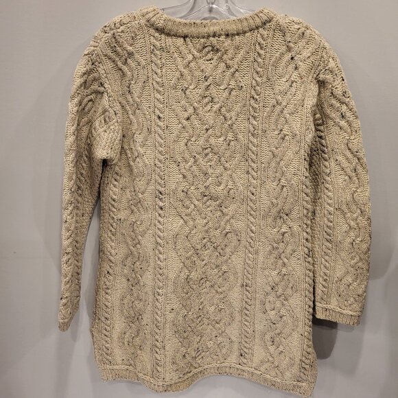 Inis Crafts Irish Cable Knit Crew Neck Marino Wool Sweater Size Medium - Picture 4 of 9